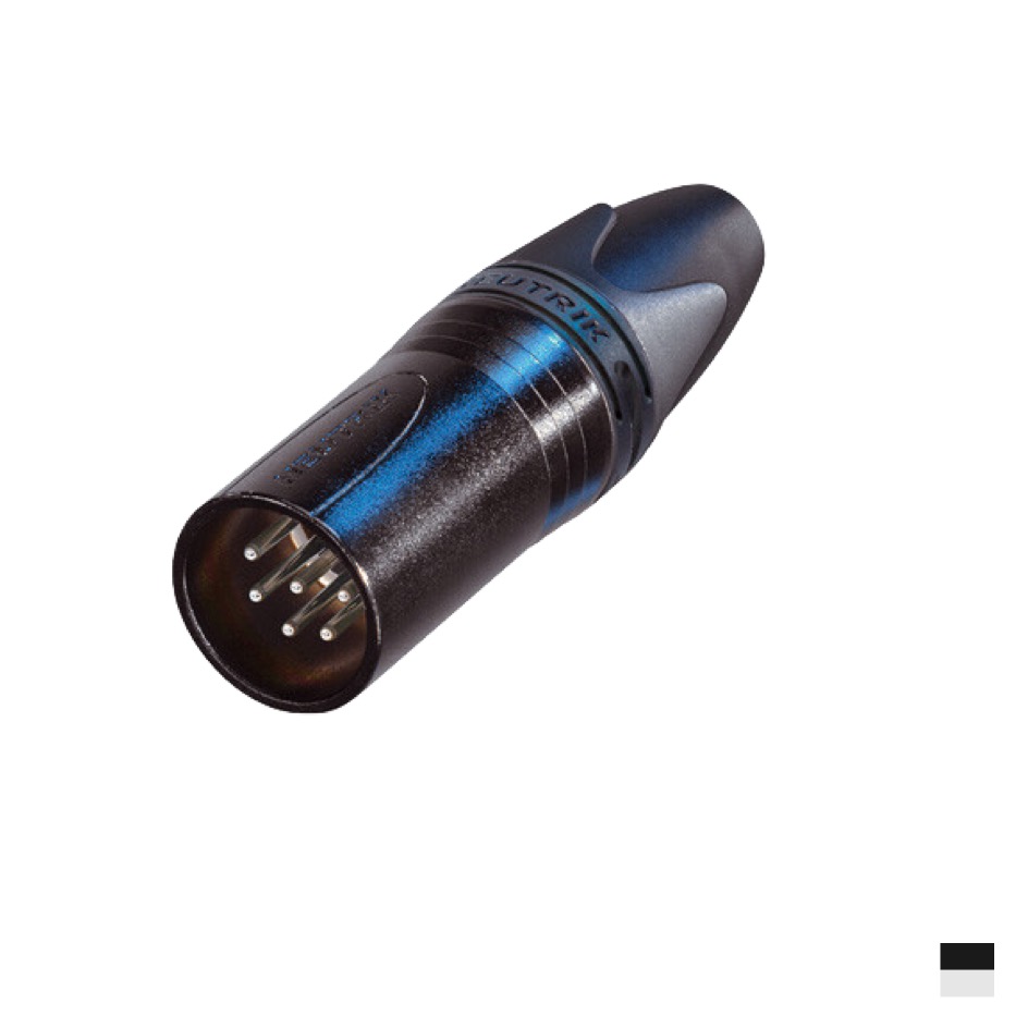Neutrik XLR6 Fiche de câble mâle NC6MXX-BAG, Contact à souder, chromenoir, argenté