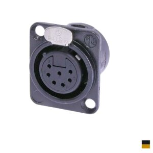 Neutrik XLR7 Chassis Female NC7FD-L-B-1, Soldering contact, chromeblack, gold plated