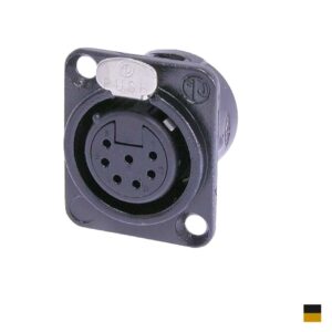 Neutrik XLR7 Prise de chassis femâle NC7FD-L-B-1, Contact à souder, chromenoir, doré