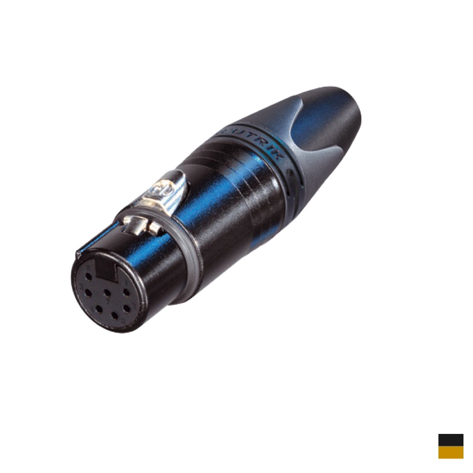 Neutrik XLR7 Line Female NC7FXX-B, Soldering contact, chromeblack, gold plated