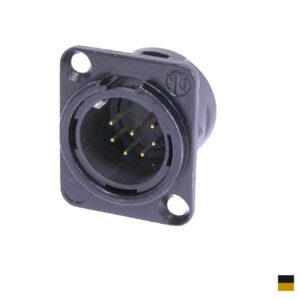 Neutrik XLR7 Chassis Male NC7MD-L-B-1, Soldering contact, chromeblack, gold plated