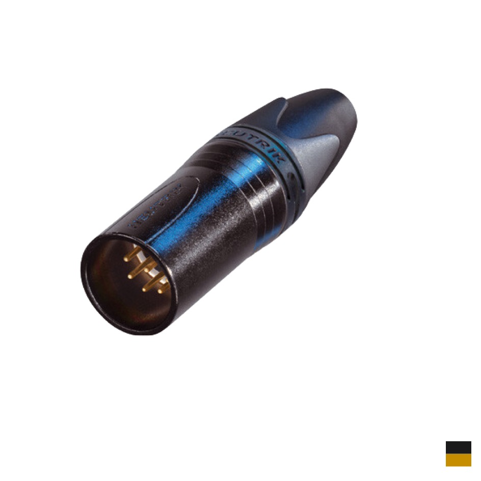 Neutrik XLR7 Line Male NC7MXX-B, Soldering contact, chromeblack, gold plated