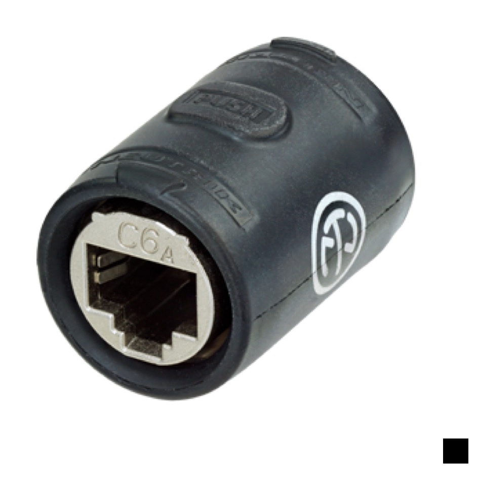 Neutrik Spookie NE8FFX6-W for etherCON CAT6A cable extensions., black