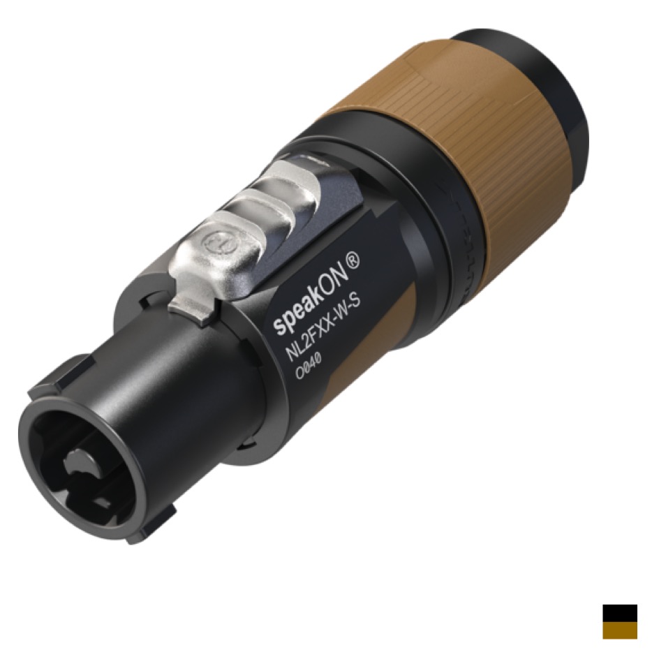 Neutrik NL2FXX-W-S speakON Prise de câble, Contact à vis 2x1.5 - 4mm2, noirbrun