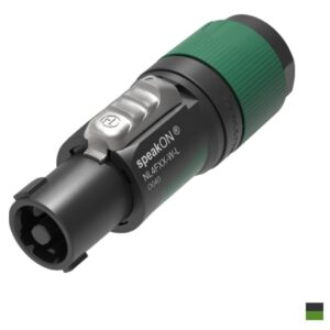 Neutrik NL4FXX-W-L speakON Cable socket, Screw contact 4x1.5 - 4mm2, blackgreen