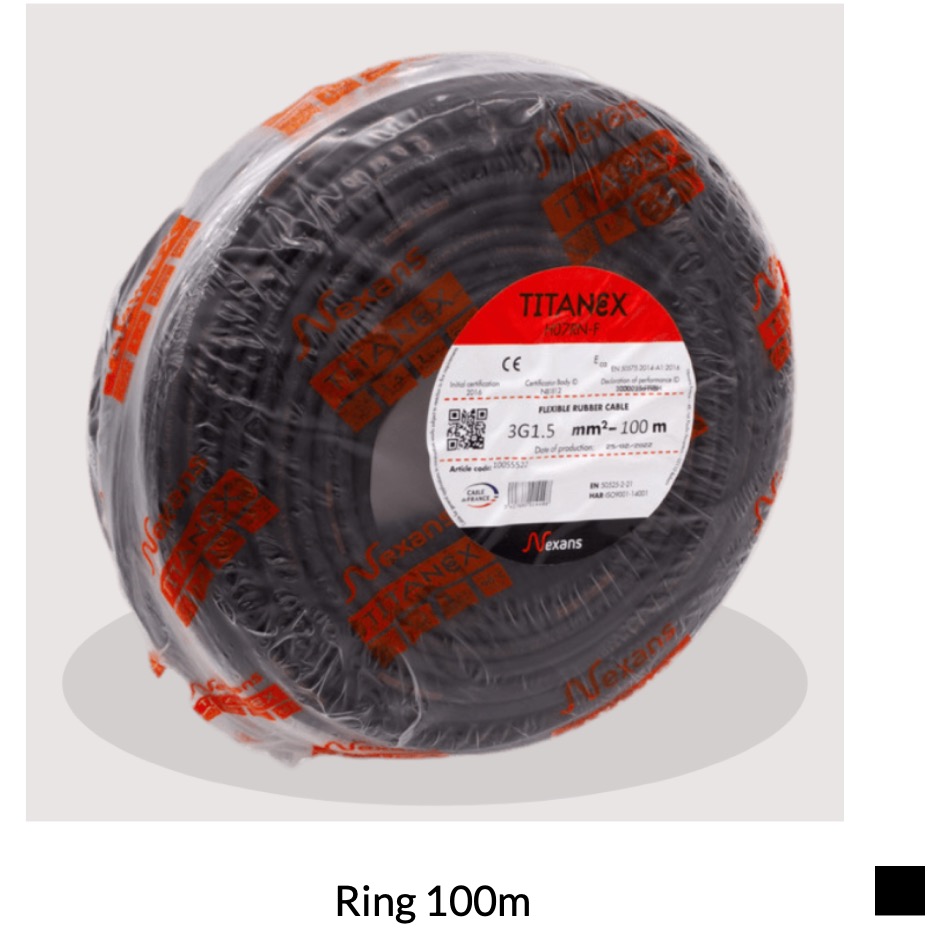 Nexans TITANEX, H07RN-F 4G1.5 Ring 100m, black
Target price. Please request a quote.