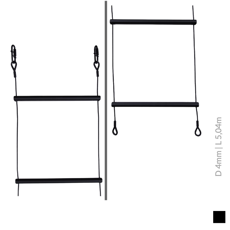Riggla® Wire Rope Ladder, 4mm, 5,04m, black