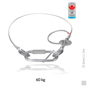 Saveking® Safety rope with quick link, 5mm, 60kg, galvanized | 1m