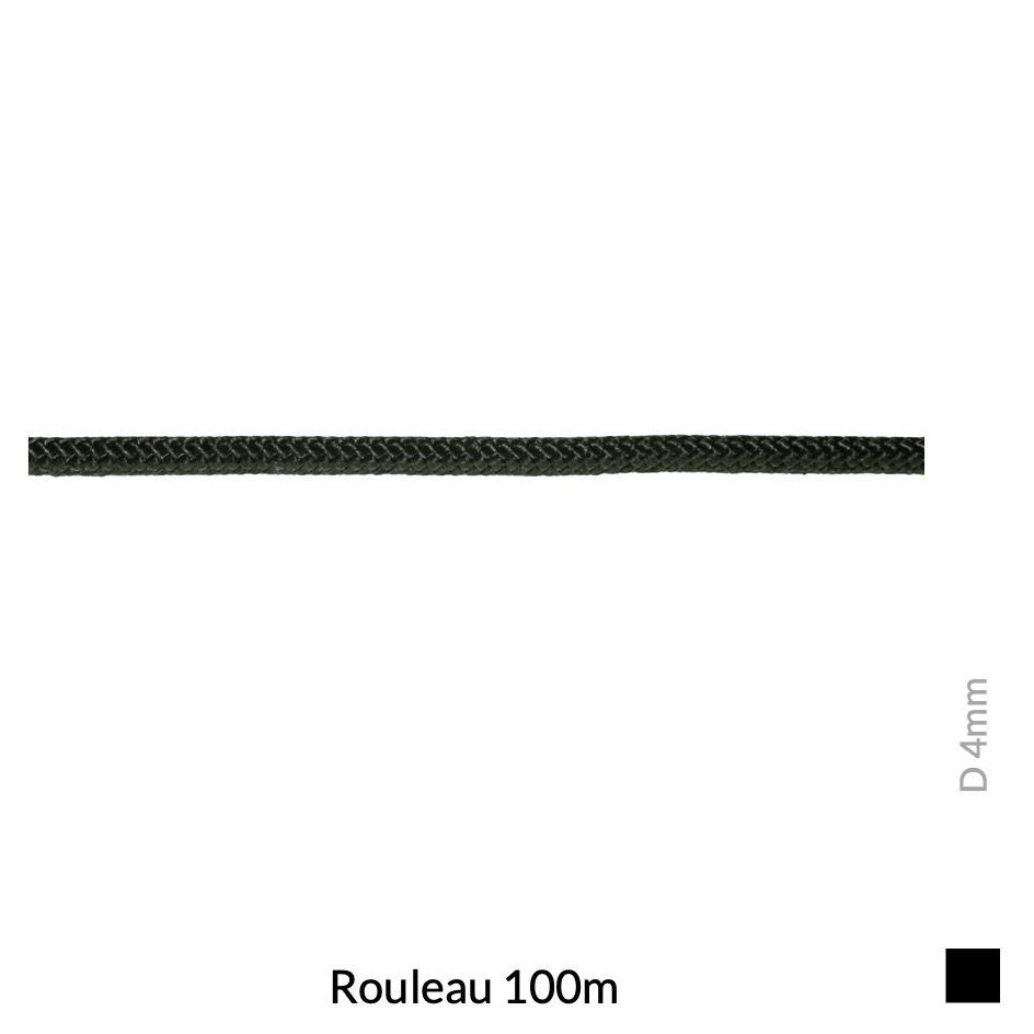Ullmann CORDE POLYESTER, 4mm Rouleau 100m, noir
