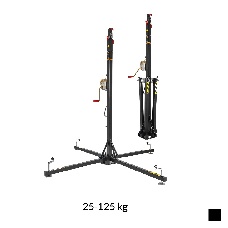 VMB TE-06B Elévateur télescopique Toploader, 25-125kg, noir, H max. 5m
