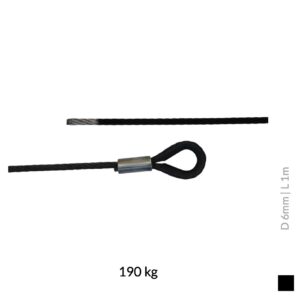 fiRSTstage Wire Rope K-OVZ, 6mm, 1m, 190kg, black
