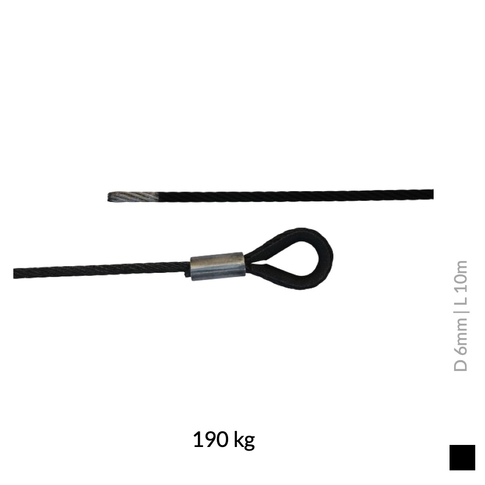 fiRSTstage Wire Rope K-OVZ, 6mm, 10m, 190kg, black – shopattack AG