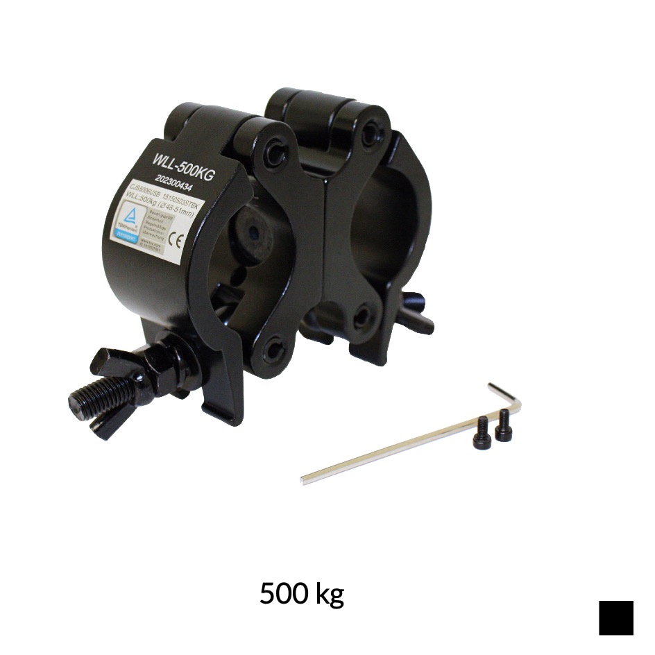 CJS SWIVEL COUPLER 90° / 180° fixed , Tube Ø 48 - 51mm, 500kg, noir