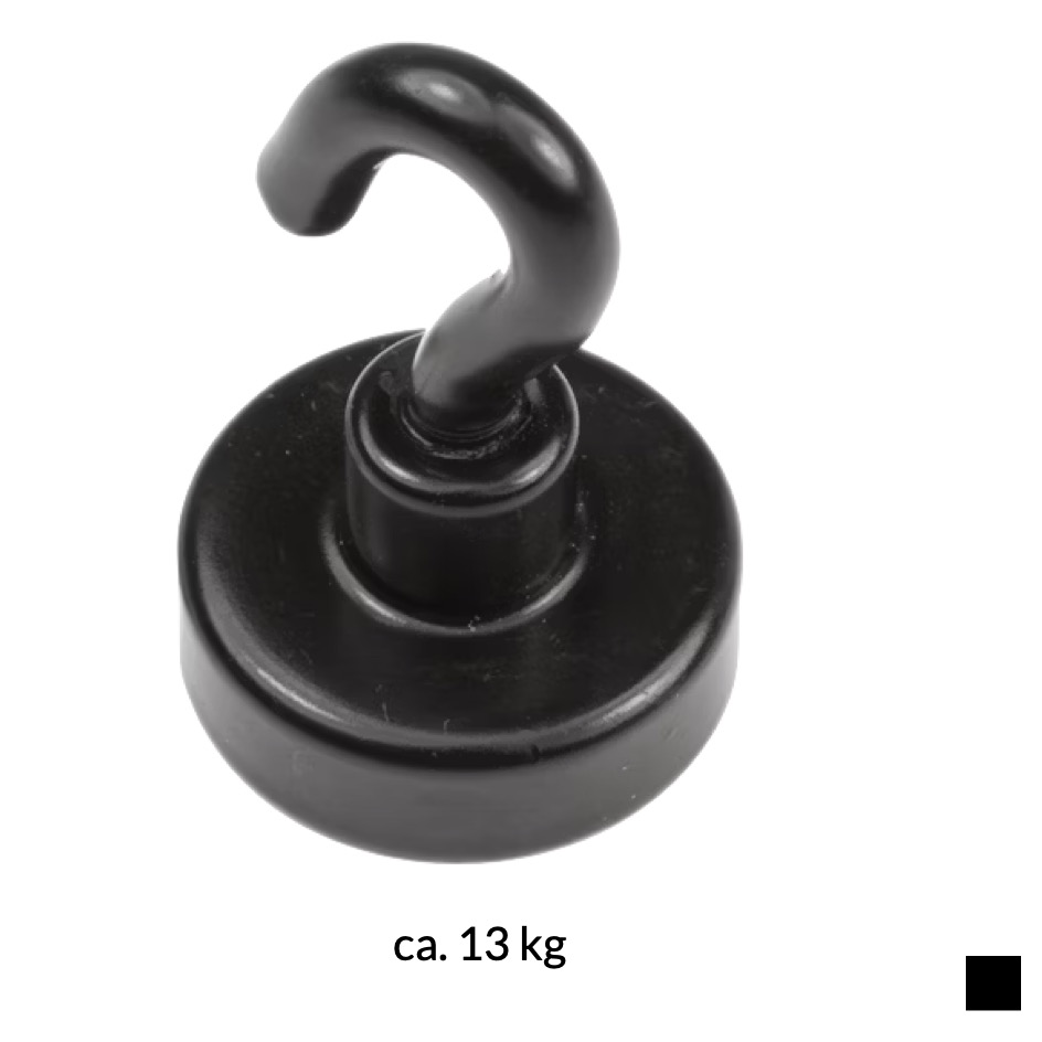 HOOK MAGNET Neodymium Ø20mm, ca. 13kg, black