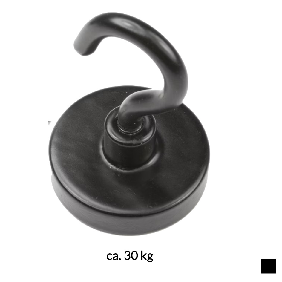 HOOK MAGNET Neodymium Ø32mm, ca. 30kg, black