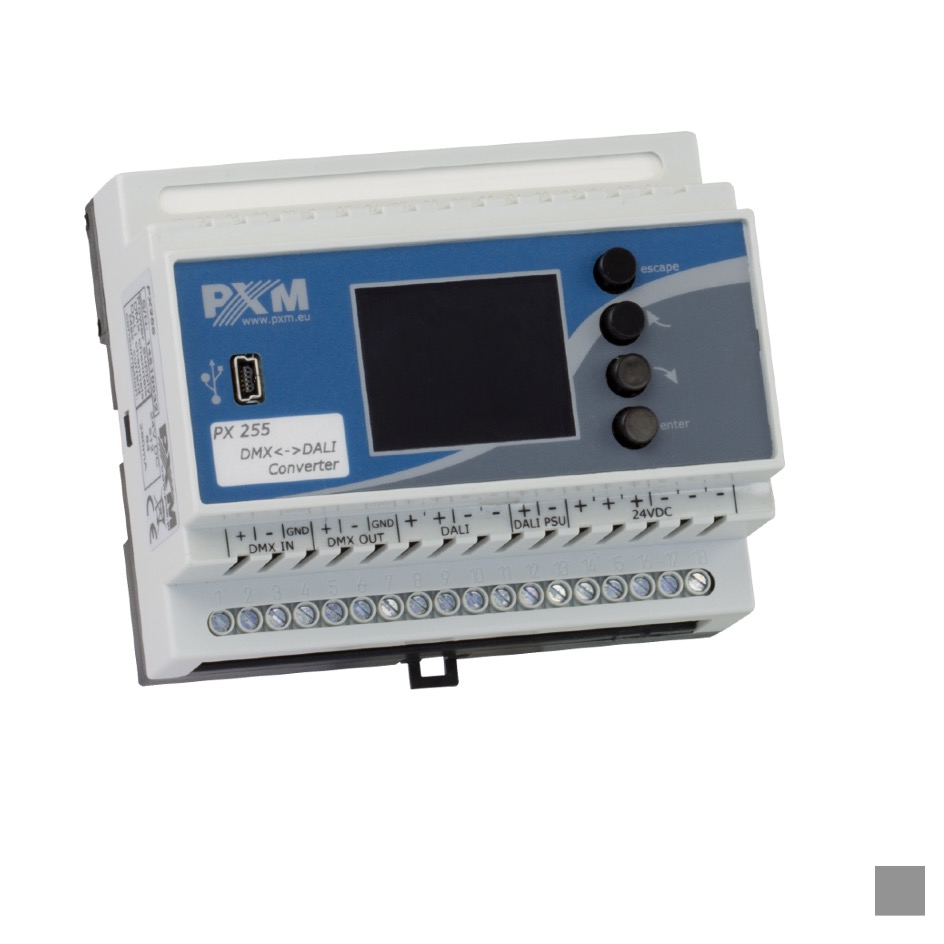PXM PX255 Converter DMX »« DALI for DIN rail mounting, grey
