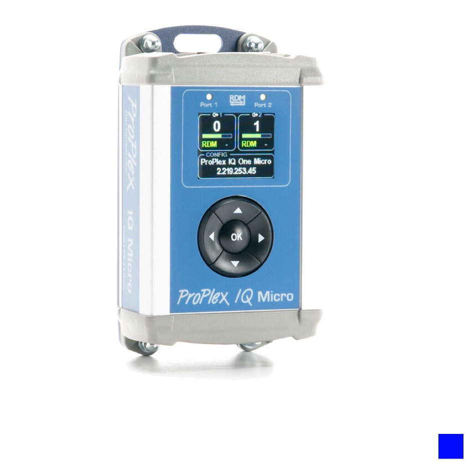 Proplex IQ MICRO 2-Way Ethernet Node, portable, blue