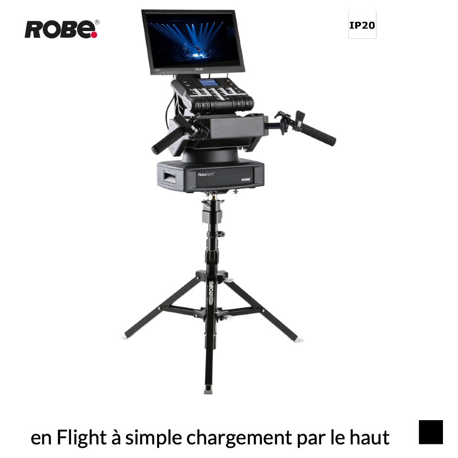 Robe RoboSpot BaseStation SET, incl. Tripod, Adaptor et Spigot en Flight à simple chargement par le haut, noir