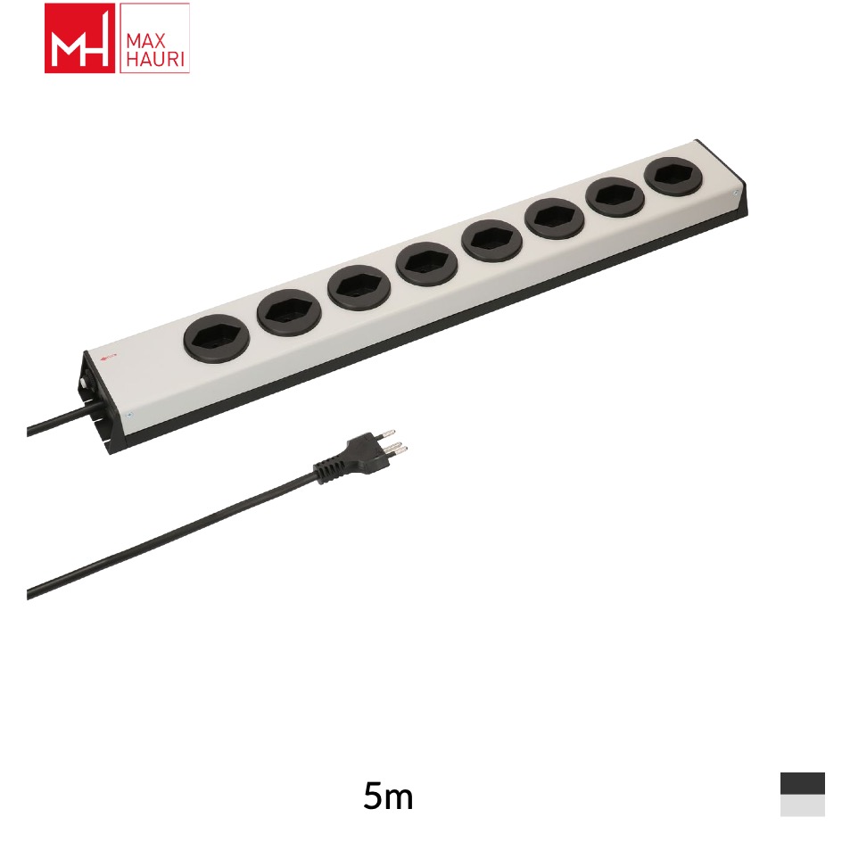 Max Hauri Power strip Power Line T12 » 8x T13, H05VV-F 3G1, 5m, blackalu