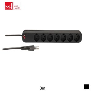 Max Hauri Multiprise Swiss Line T12 » 7x T13, H05VV-F 3G1, 3m, noir