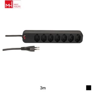 Max Hauri Power strip Swiss Line T12 » 7x T13, H05VV-F 3G1, 3m, black