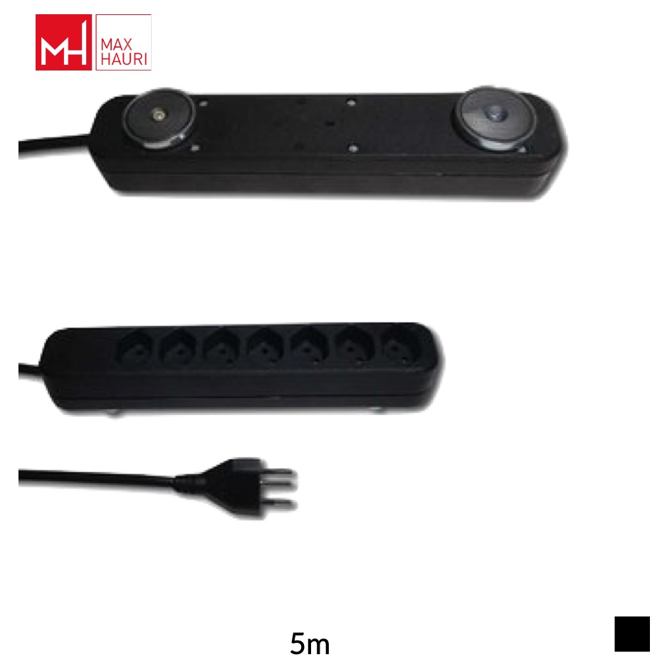 Max Hauri Multiprise Swiss Line T12 » 7x T13 aimant, H05VV-F 3G1, 5m, noir