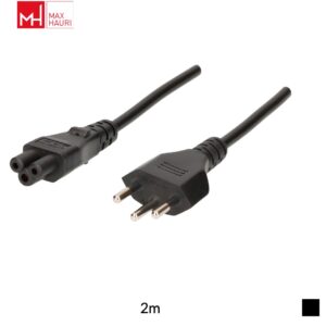 Max Hauri Apparatekabel T12 » C5, TDLR H03VV-F 3G0.75, 2m, black