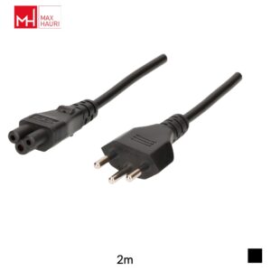Max Hauri Apparatekabel T12 » C5, TDLR H03VV-F 3G0.75, 2m, noir