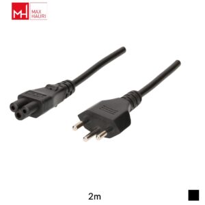 Max Hauri Apparatekabel T12 » C5, TDLR H03VV-F 3G0.75, 2m, schwarz