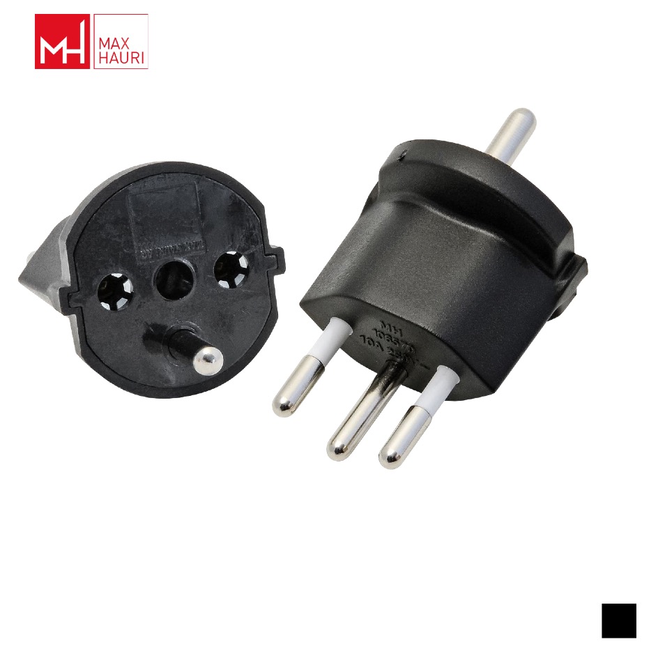 Max Hauri Adaptateur fixe T12 » Schuko, noir