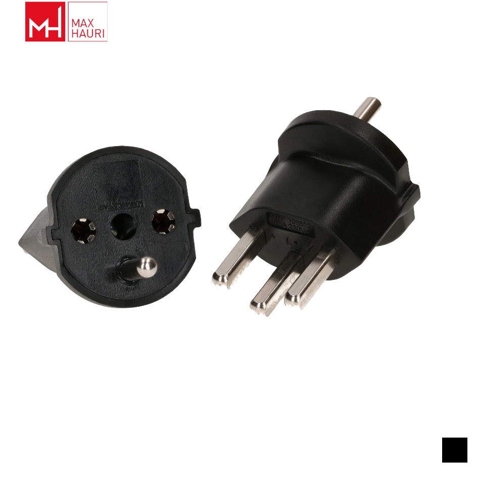 Max Hauri Fixed adapter T23 » Schuko Typ F, black