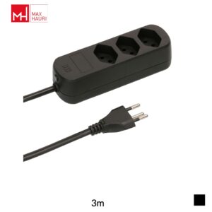 Max Hauri Multiprise Swiss Line T12 » 3x T13, H05VV-F 3G1, 3m, noir