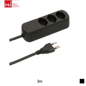 Max Hauri Power strip Swiss Line T12 » 3x T13, H05VV-F 3G1, 3m, black