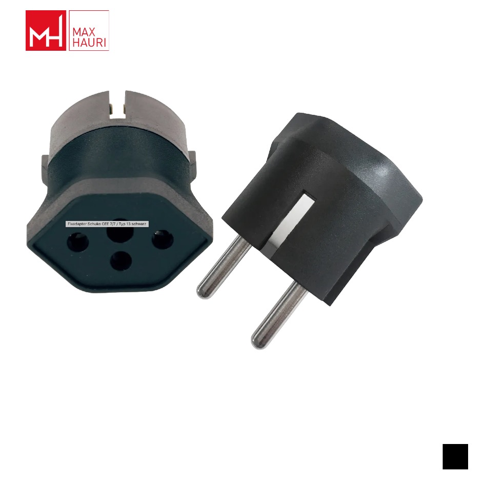 Max Hauri Adaptateur fixe Schuko Typ F » T13, noir