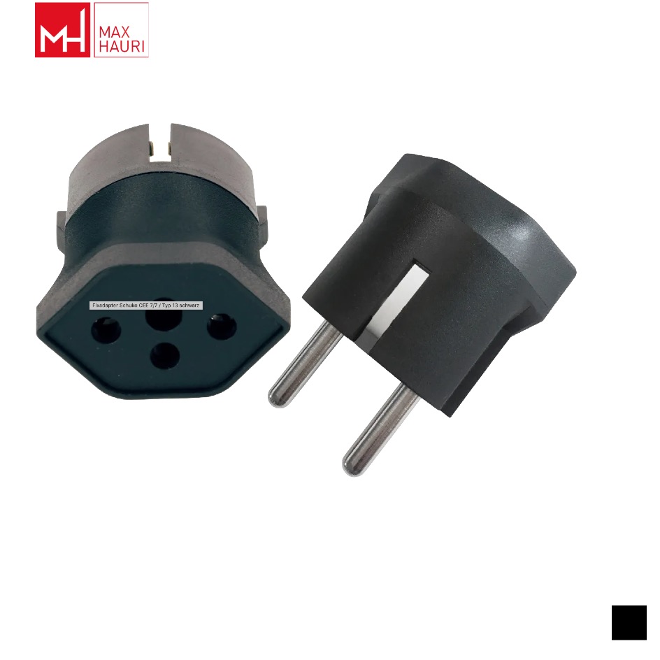Max Hauri Fixed adapter Schuko Typ F » T13, black