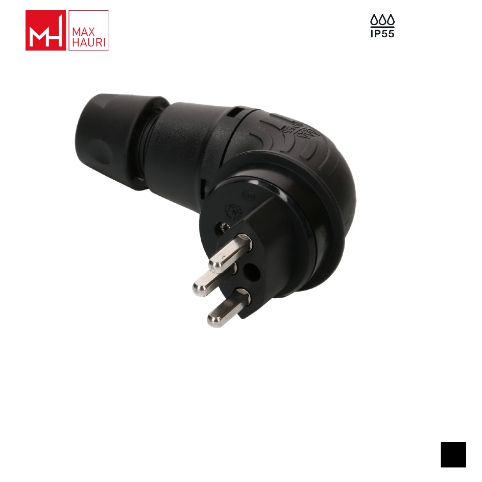 Max Hauri TH55 T23, LNPE, coudée Fiche de câble coudée à 90°, Contact à vis, noir