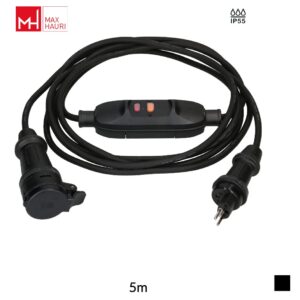 Max Hauri Câble TH55 T13 » T13 avec Disjoncteur différentiel 30mA, Type A, H07RN-F 3G1.5, 5m, noir