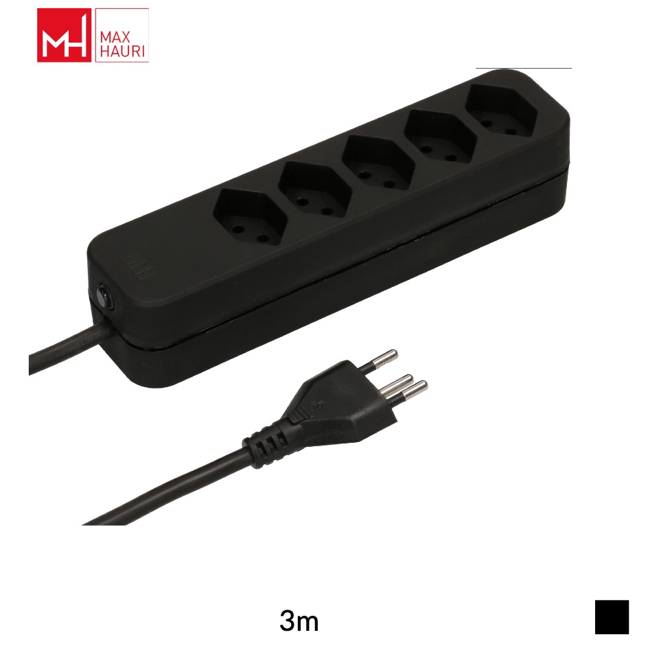 Max Hauri Steckdosenleiste Swiss Line T12 » 5x T13, H05VV-F 3G1, 3m, schwarzVorgänger Typ: 127533