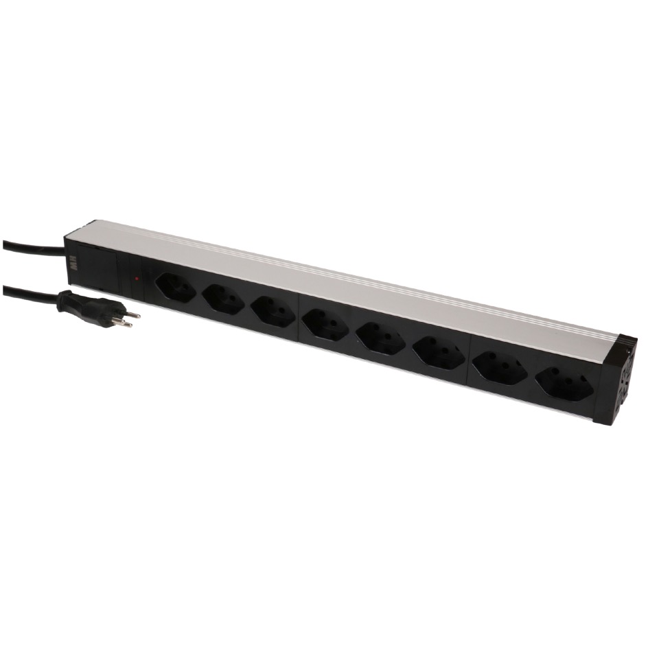 Max Hauri PDU 19 inch rack mounting 1U T12 » 8 x T13 90°, H05VV-F 3G1.5, 3m, black - Image 2