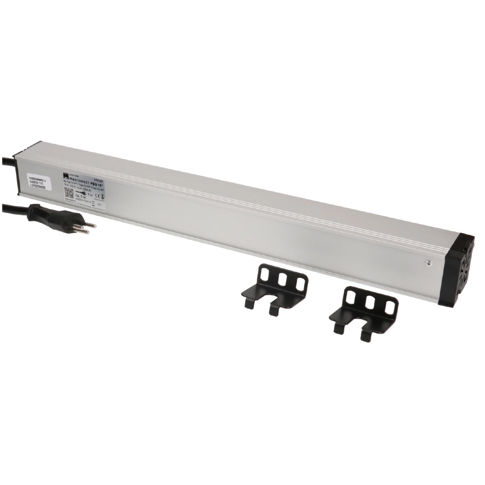 Max Hauri PDU 19 inch rack mounting 1U T12 » 8 x T13 90°, H05VV-F 3G1.5, 3m, black - Image 5