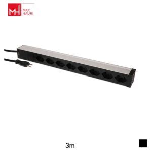 Max Hauri PDU 19 pouces montage en rack 1U T12 » 8 x T13 90, H05VV-F 3G1.5, 3m, noir