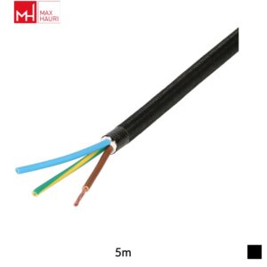 Max Hauri Fabric cable, H05VV-F 3G1, 5m, black
