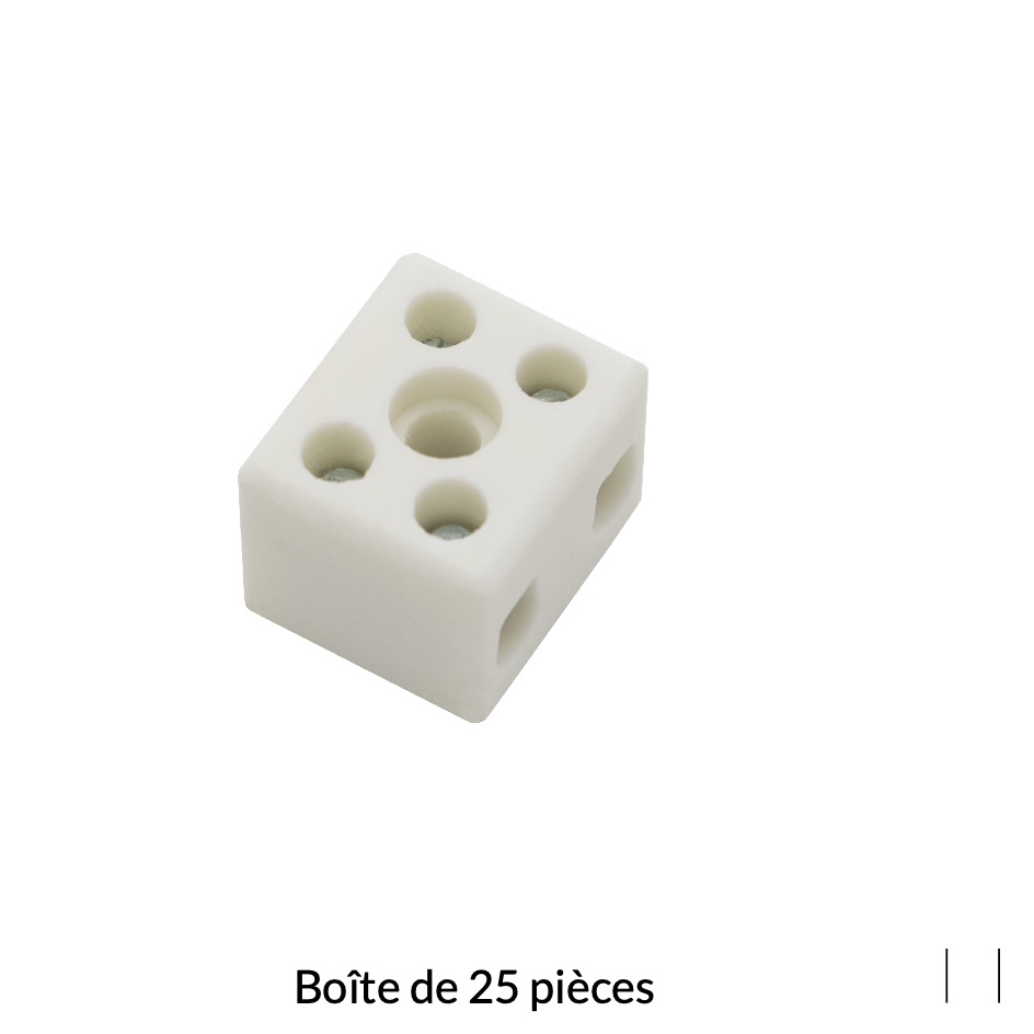 Max Hauri Grains OK042 Borne céramique 2 pôles 2x4mm2 Boîte de 25 pièces, blanc