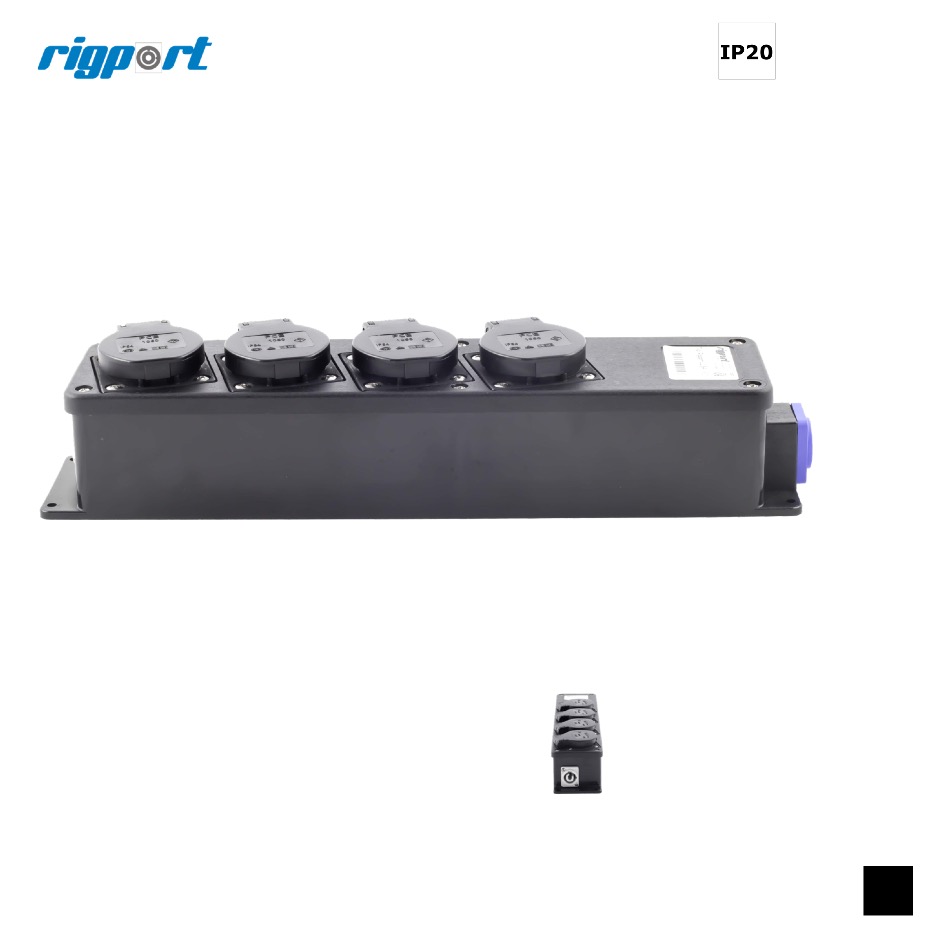 Rigport L1S4 powerCON gris » 04 x SchukoD, noir