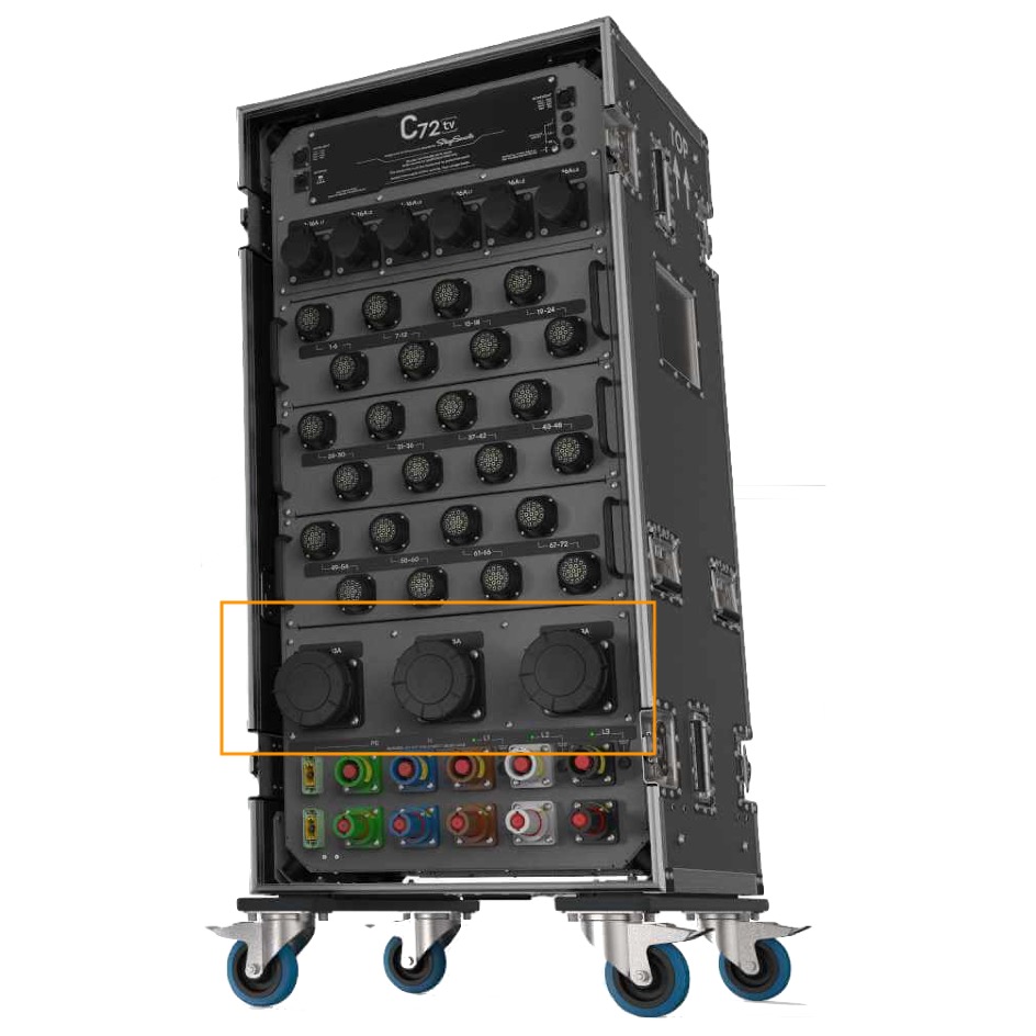 Stagesmarts C72TV Ausgang CEE63-5 mit MCB und adjust. FI-Schutzschalter – Bild 3