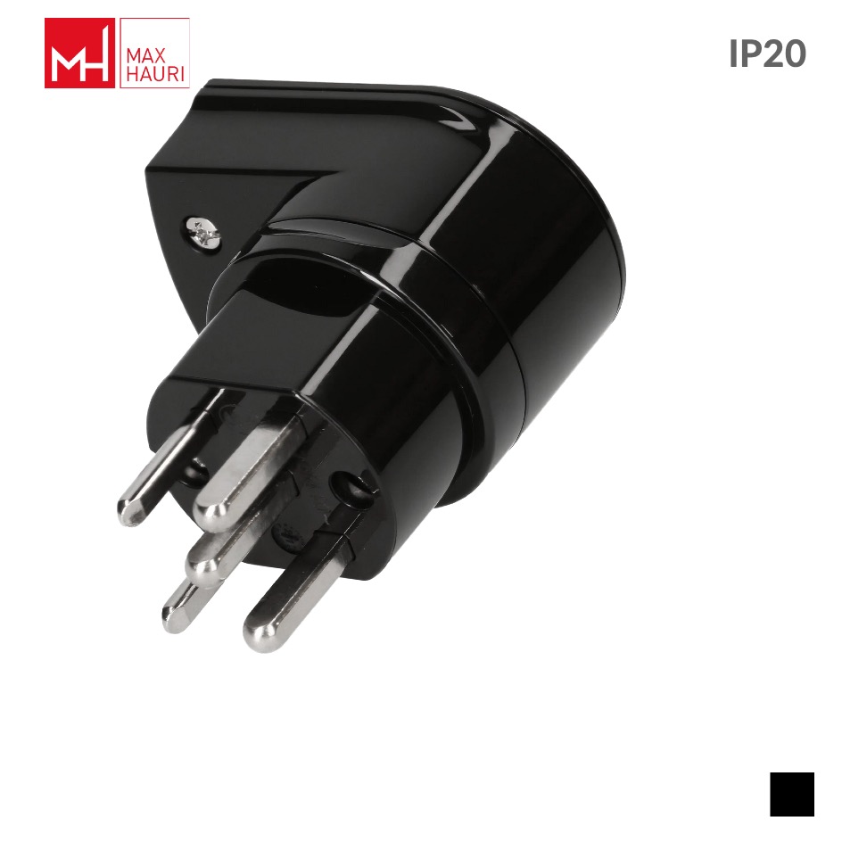 Max Hauri TH T25, 3LNPE Fiche de câble coudée à 90°, Contact à vis, noir