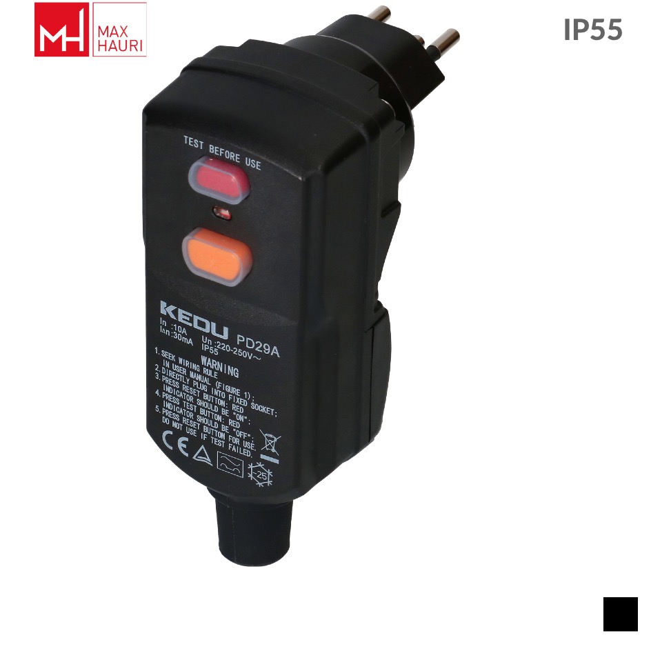Max Hauri RCD safety plug T13 30mA, type A for cable mounting, Screw ...