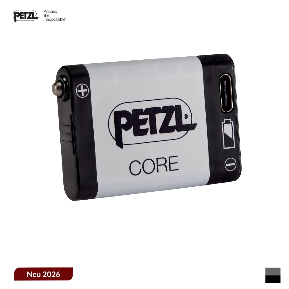 Petzl CORE USB-C Lithium-Ion, 3.6V, 1.25Ah, 4.5Wh, Ladedauer 3.5h, grauschwarz