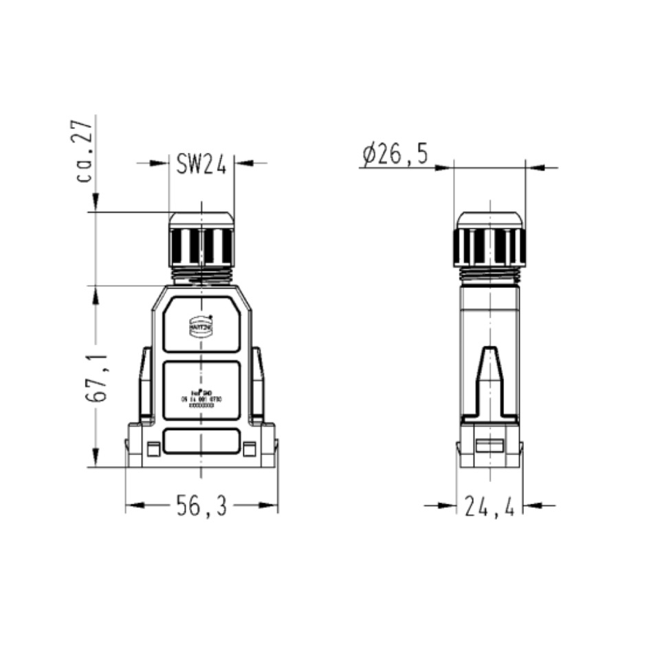 Harting Han® GND Boîtier d'accouplement, vertjaune – Image 4