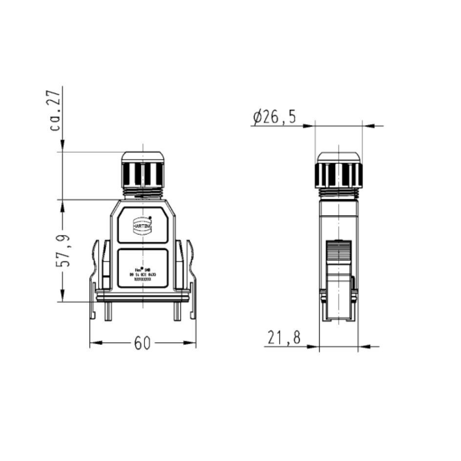 Harting Han® GND Boîtier à douilles, vertjaune – Image 3